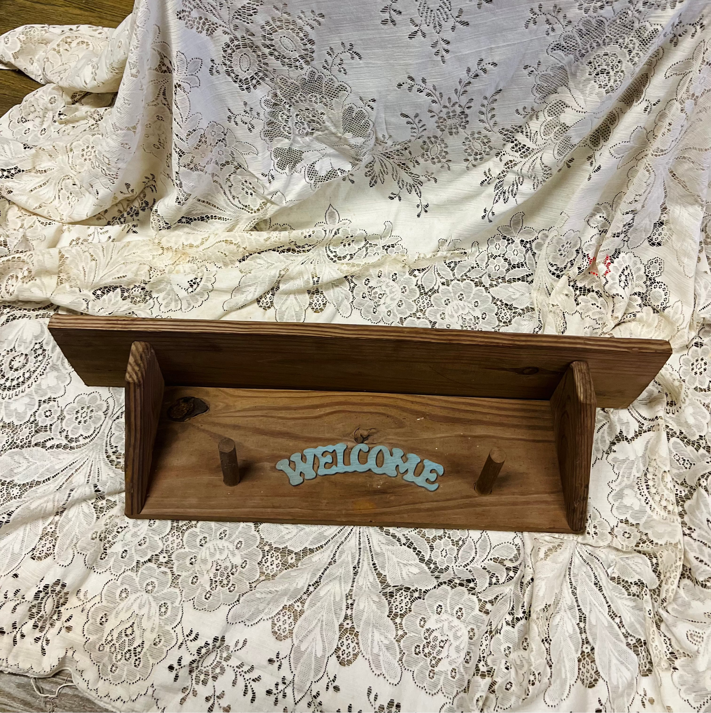 Vintage Wood Welcome Shelf