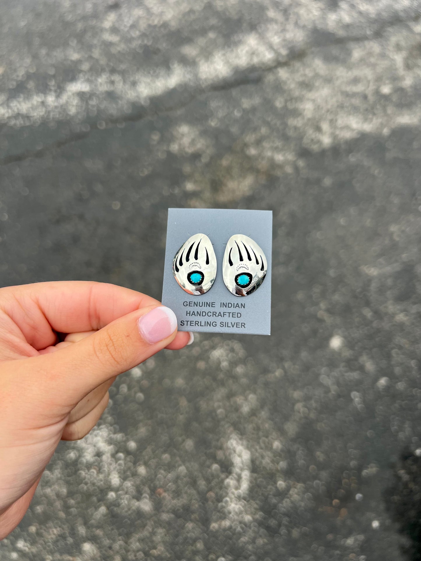 Genuine Turquoise Shadowbox Badger Paw Earrings