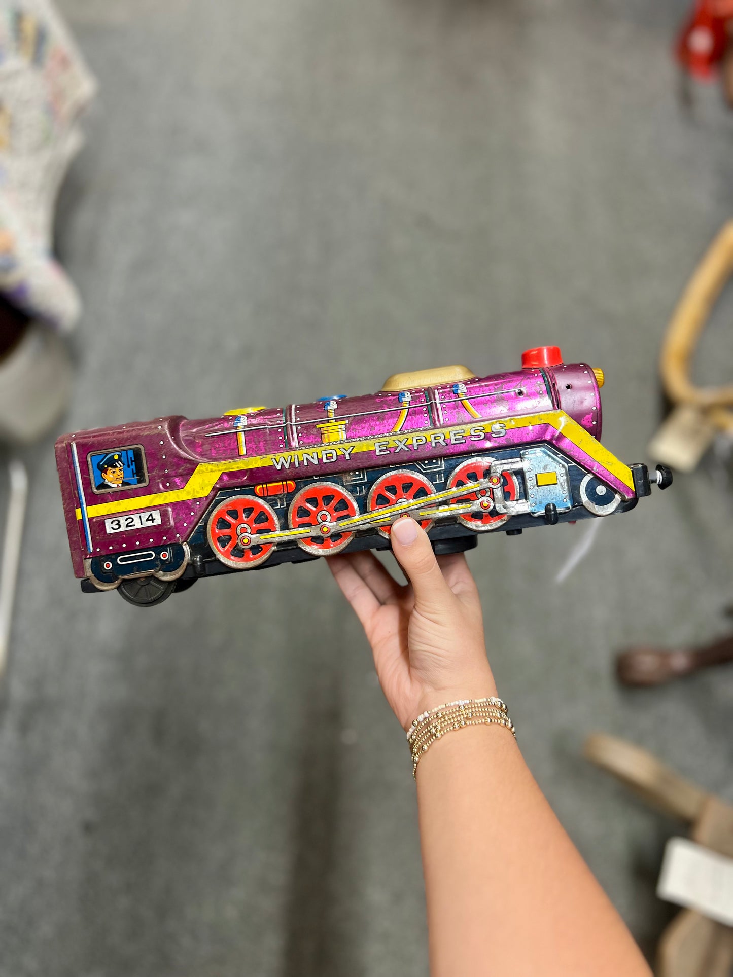 Vintage Windy Express Toy train Tin SKK Made in Japan