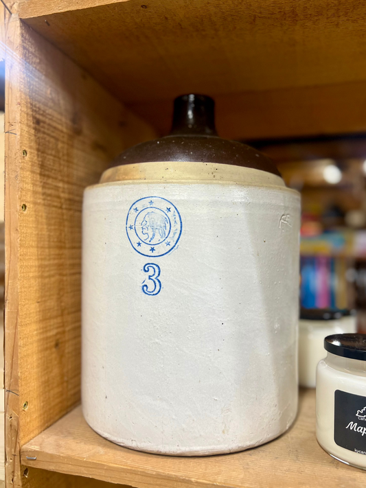 Number 3 Indian Head Louisville Pottery Stoneware Jug- Extremely Rare size # 3