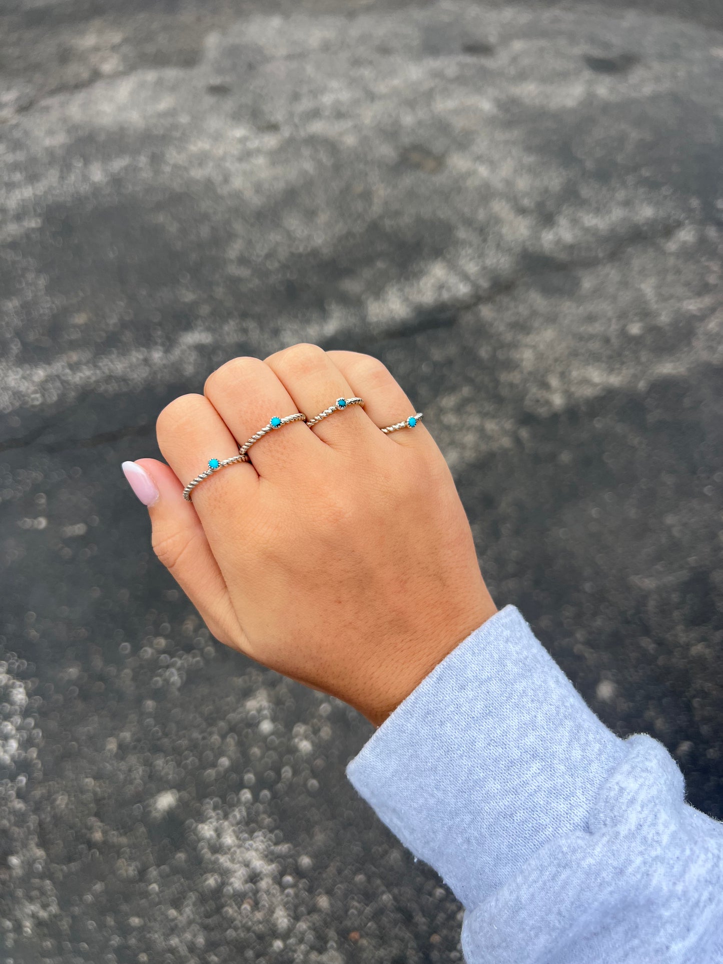 The Dawn Genuine Turquoise Sterling Silver Twisted Ring