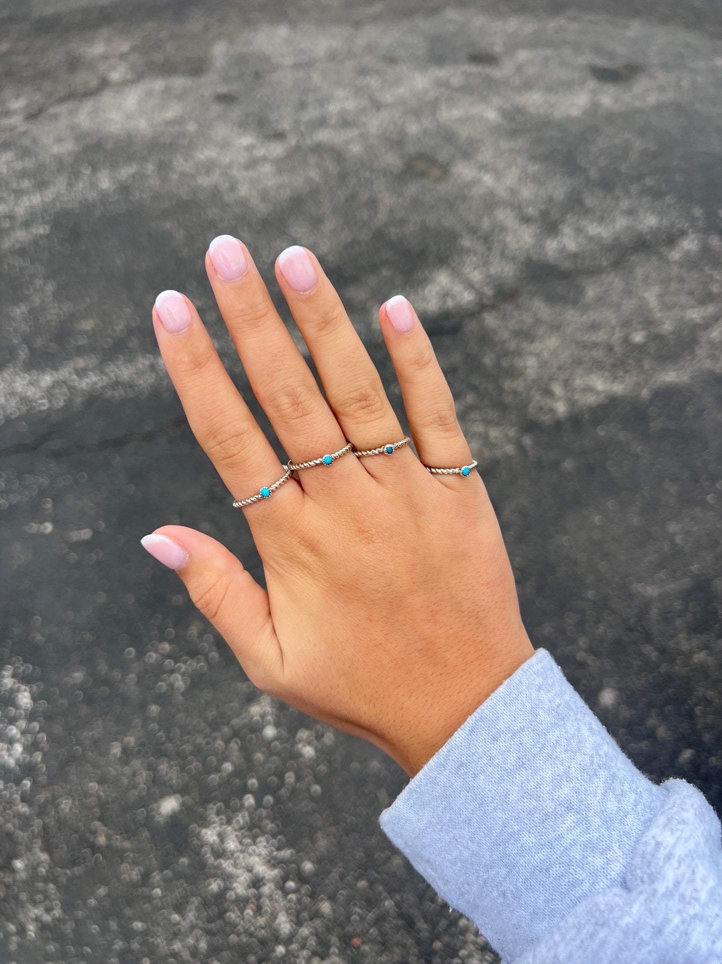 The Dawn Genuine Turquoise Sterling Silver Twisted Ring