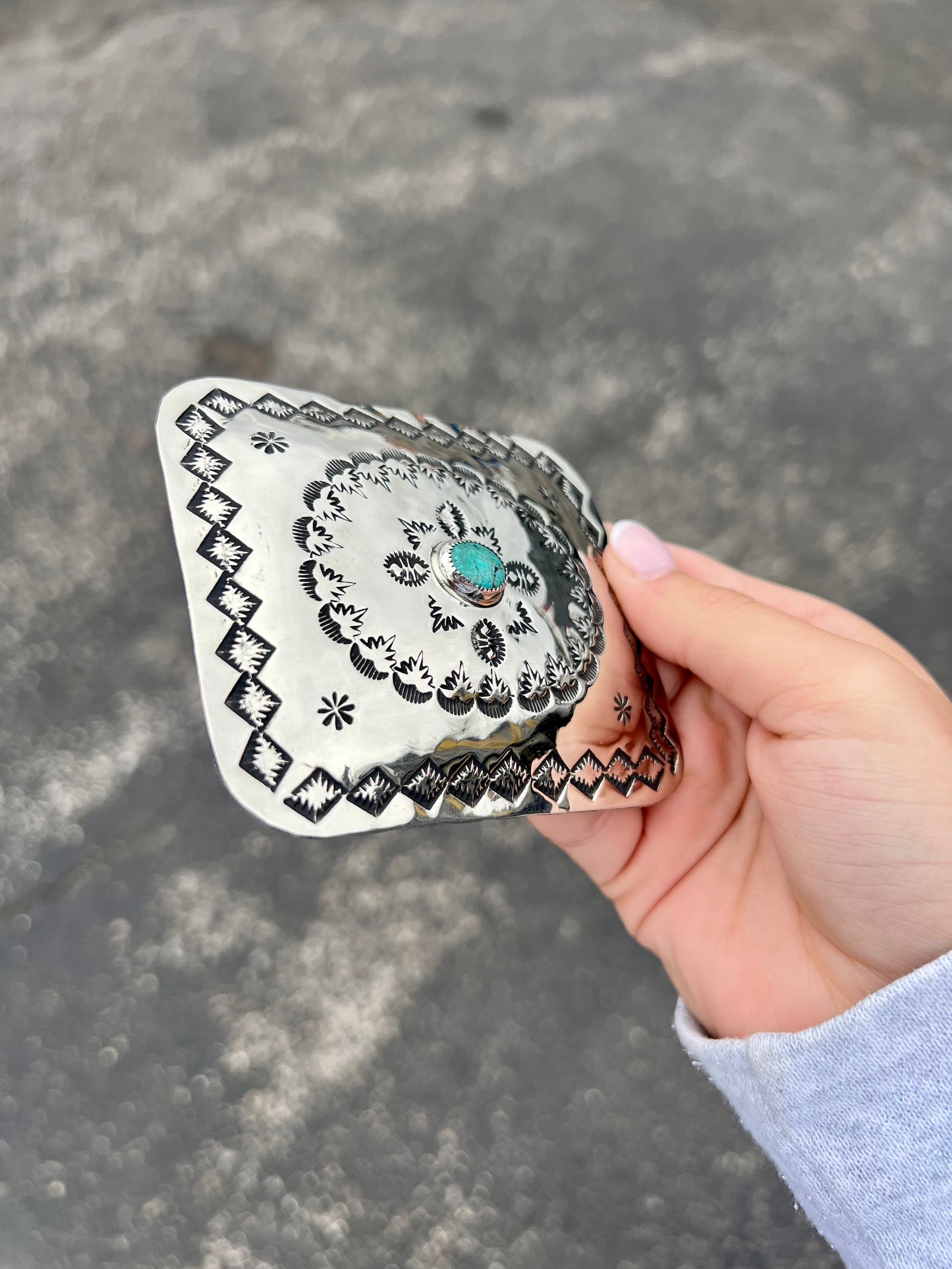 Navajo Nickel Genuine Turquoise Belt Buckle