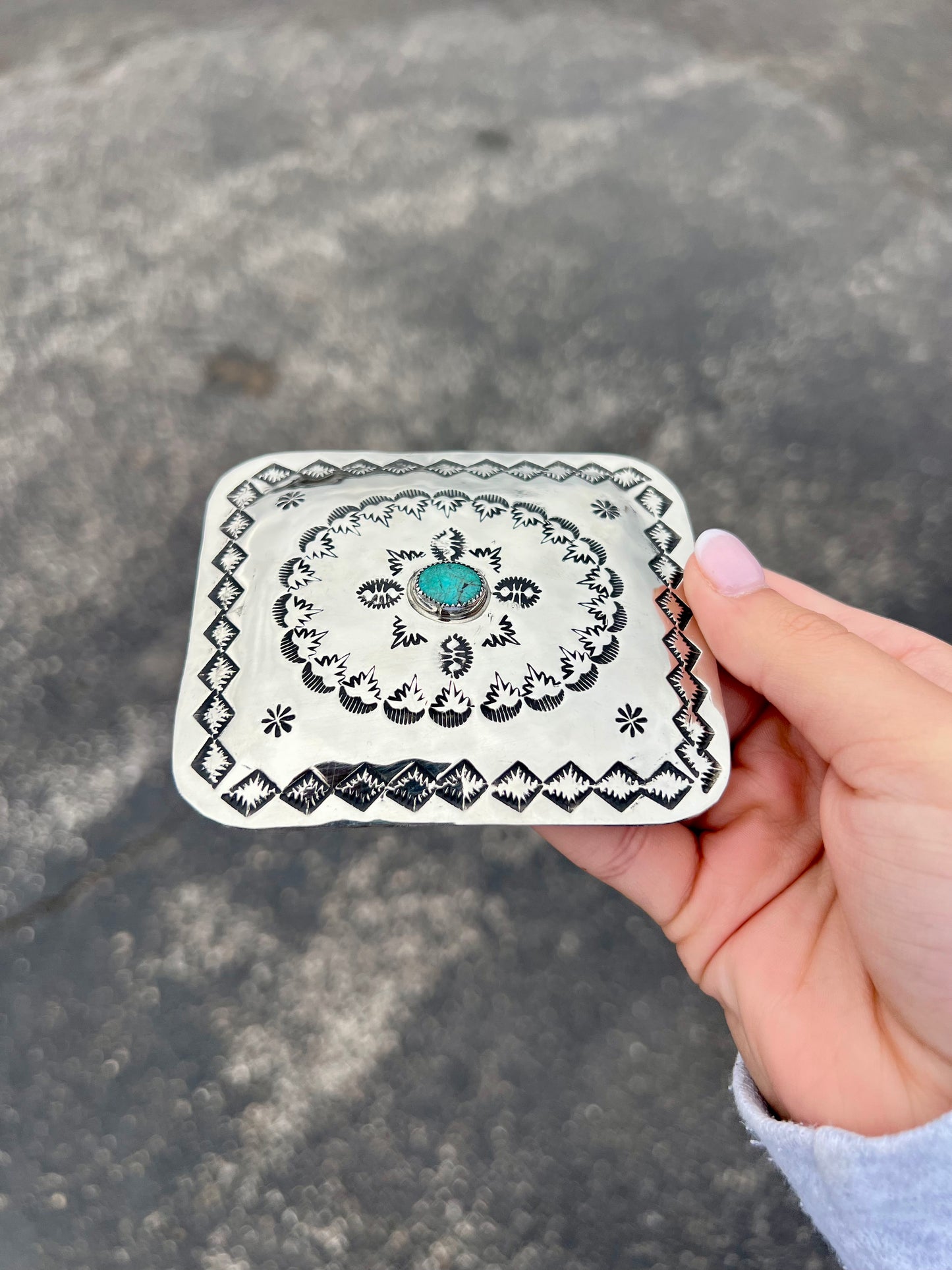 Navajo Nickel Genuine Turquoise Belt Buckle