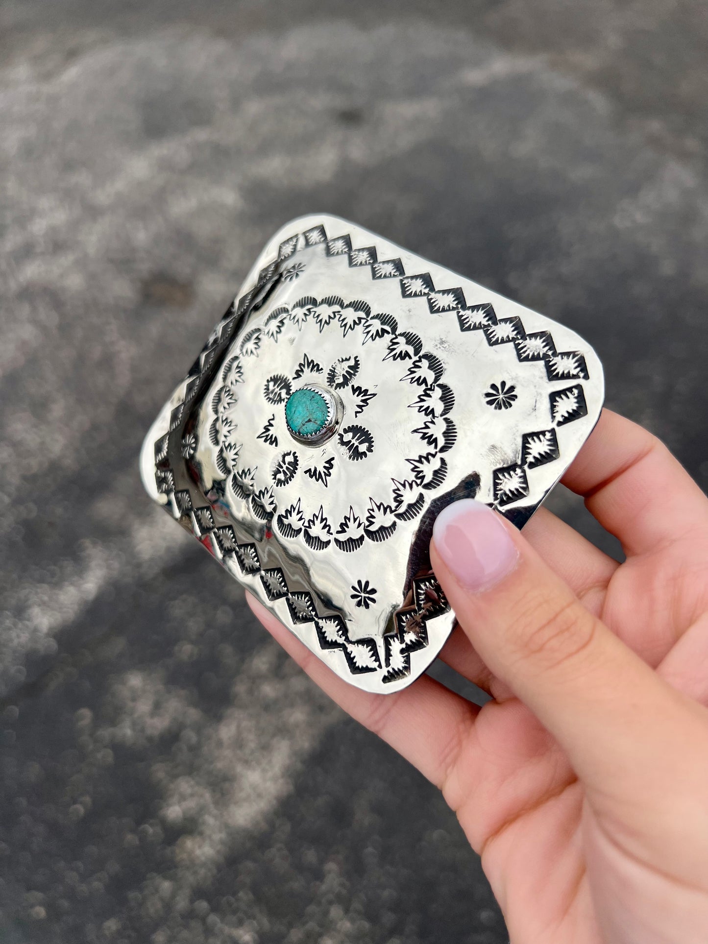 Navajo Nickel Genuine Turquoise Belt Buckle