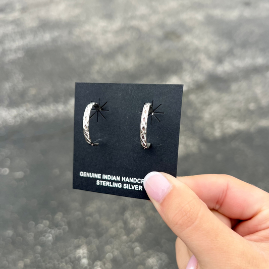 Sterling Silver Flat Twisted Hoop Earrings
