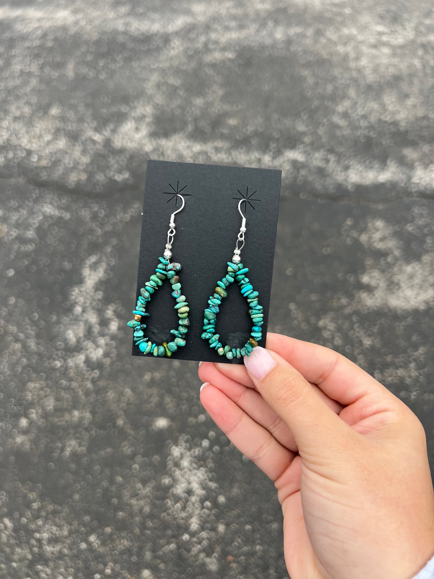 Genuine Turquoise Nugget Loop Dangle Earrings
