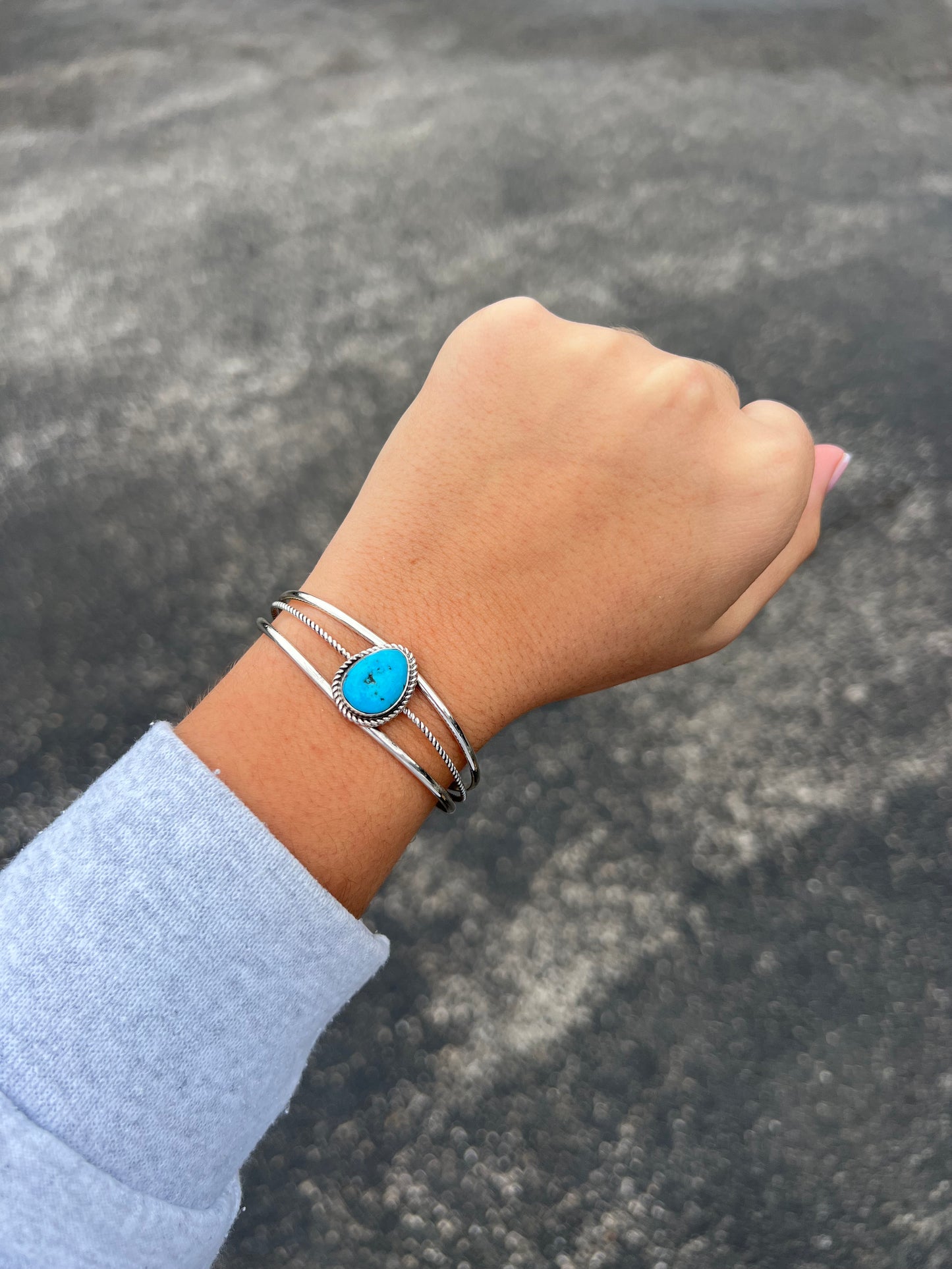 The Gia Genuine Kingman Turquoise Sterling Silver Cuff Bracelet