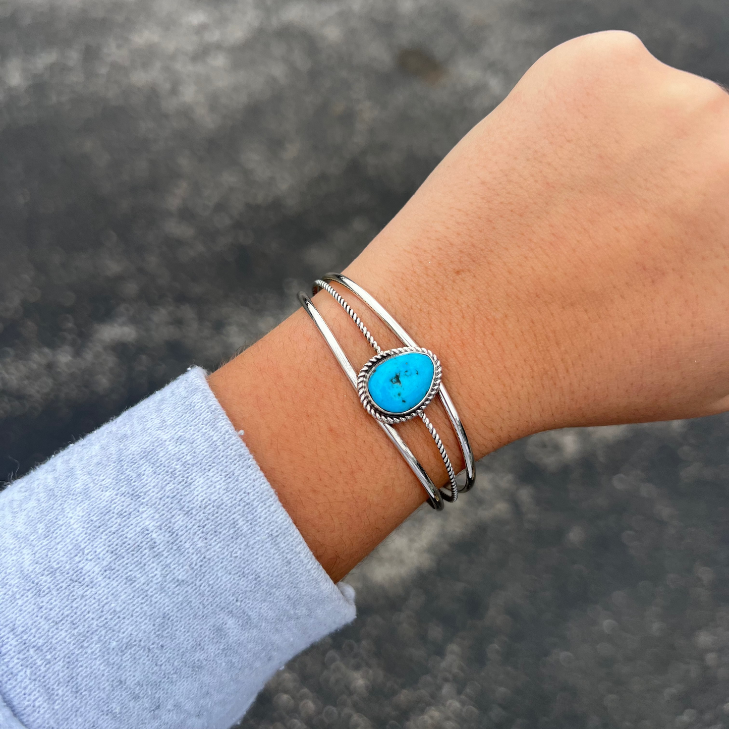 The Gia Genuine Kingman Turquoise Sterling Silver Cuff Bracelet