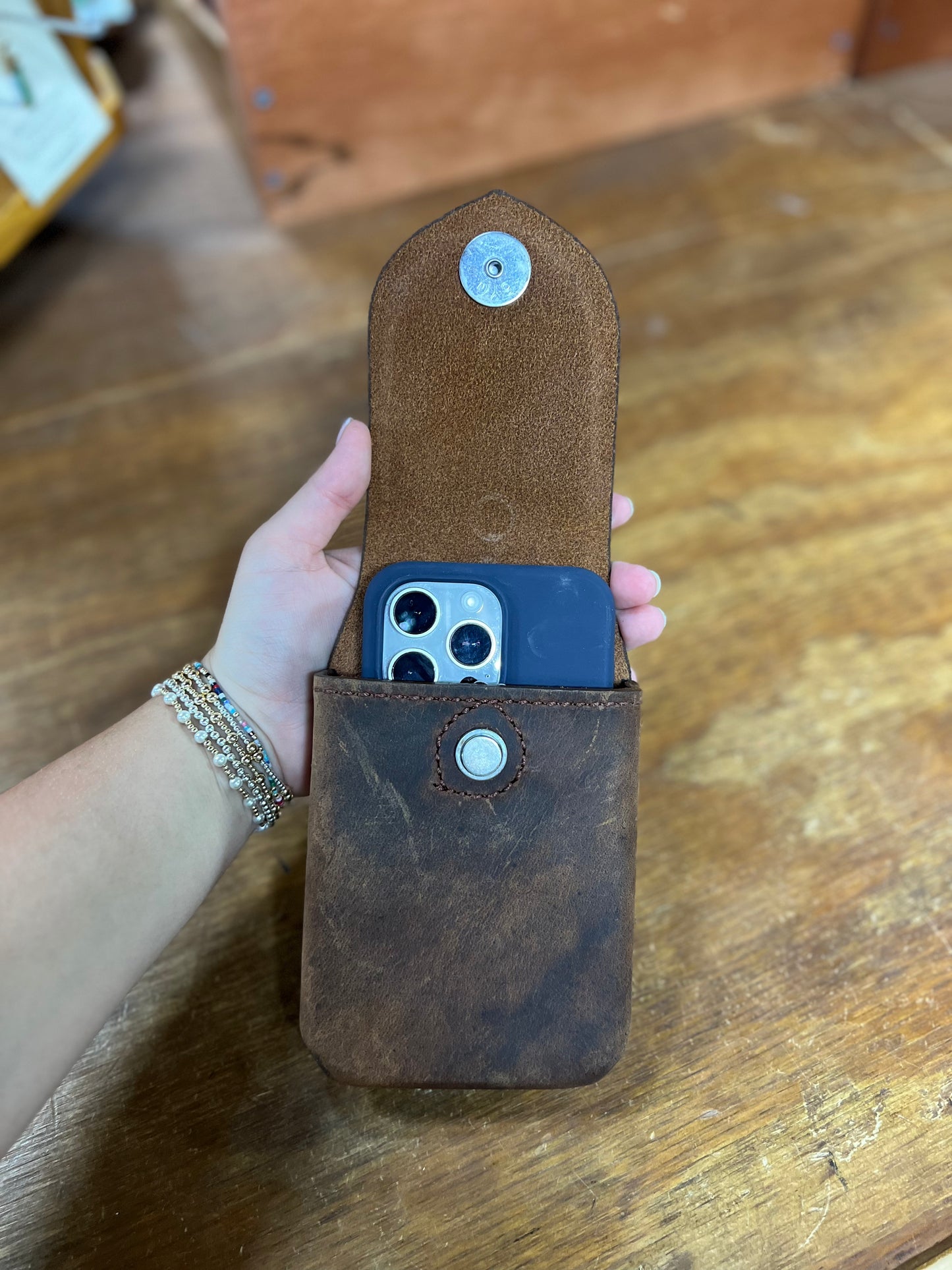 Genuine Leather Barbed Wire Phone Case - Local Amish Made