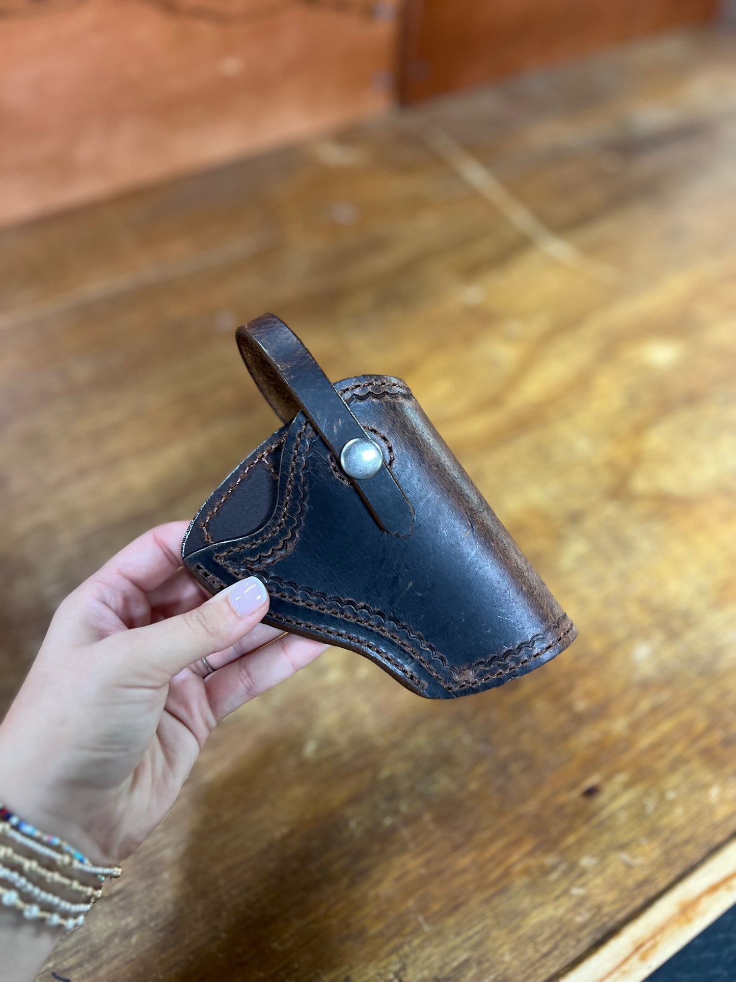 Genuine Leather Holster for Small Revolvers has belt loop and clip 5"- Local Amish Made