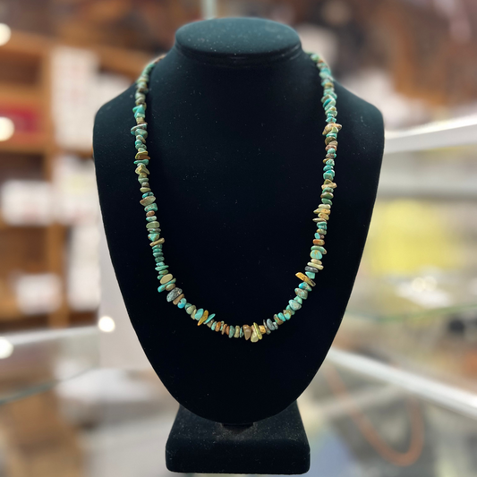 Genuine Kingman Turquoise Nuggets & Heishi Beads Necklace