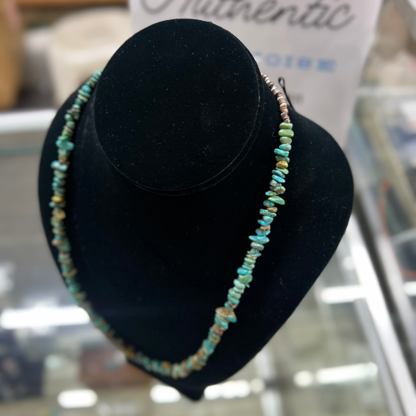 Genuine Kingman Turquoise Nuggets & Heishi Beads Necklace