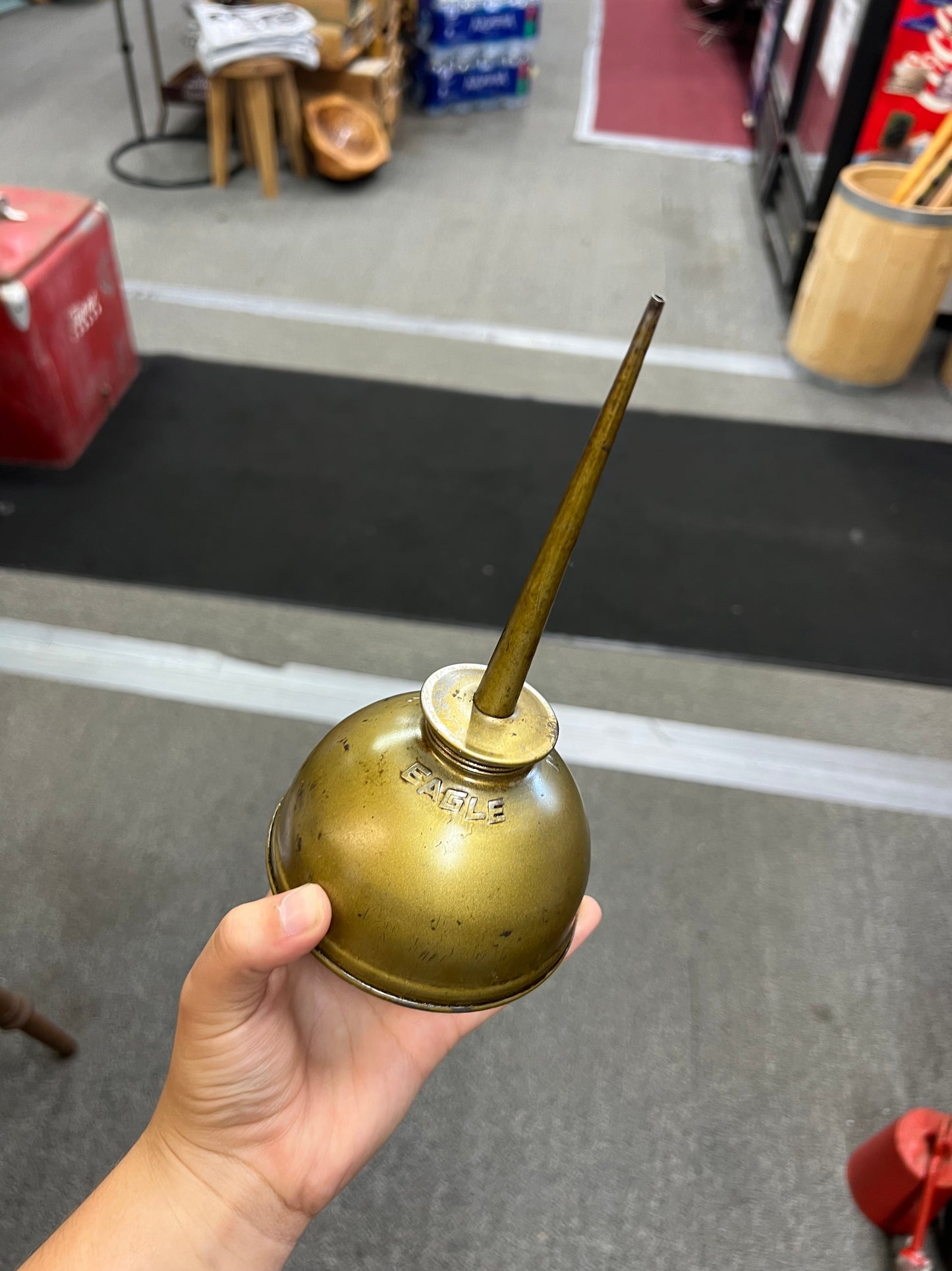 Vintage Old Gold Eagle Oil Can Embossed