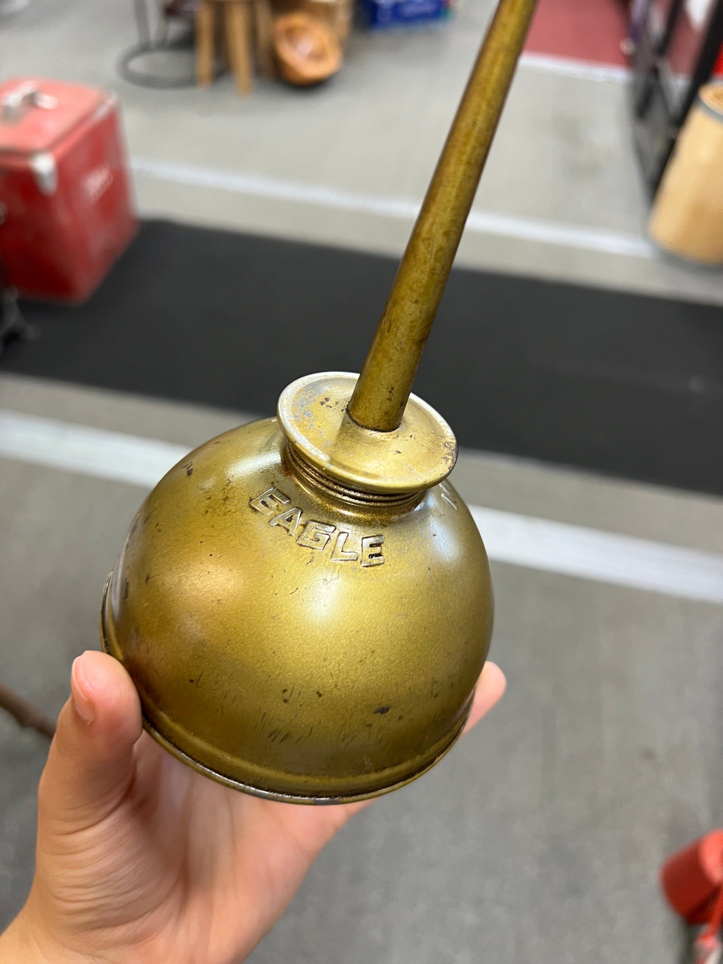 Vintage Old Gold Eagle Oil Can Embossed