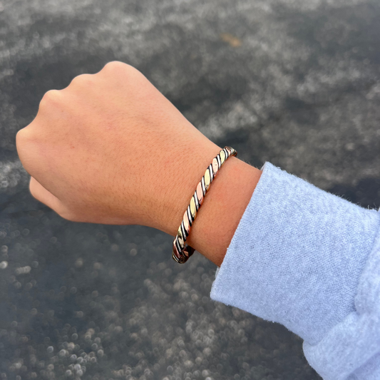 Copper, Brass, & Nickel Twisted Cuff Bracelet