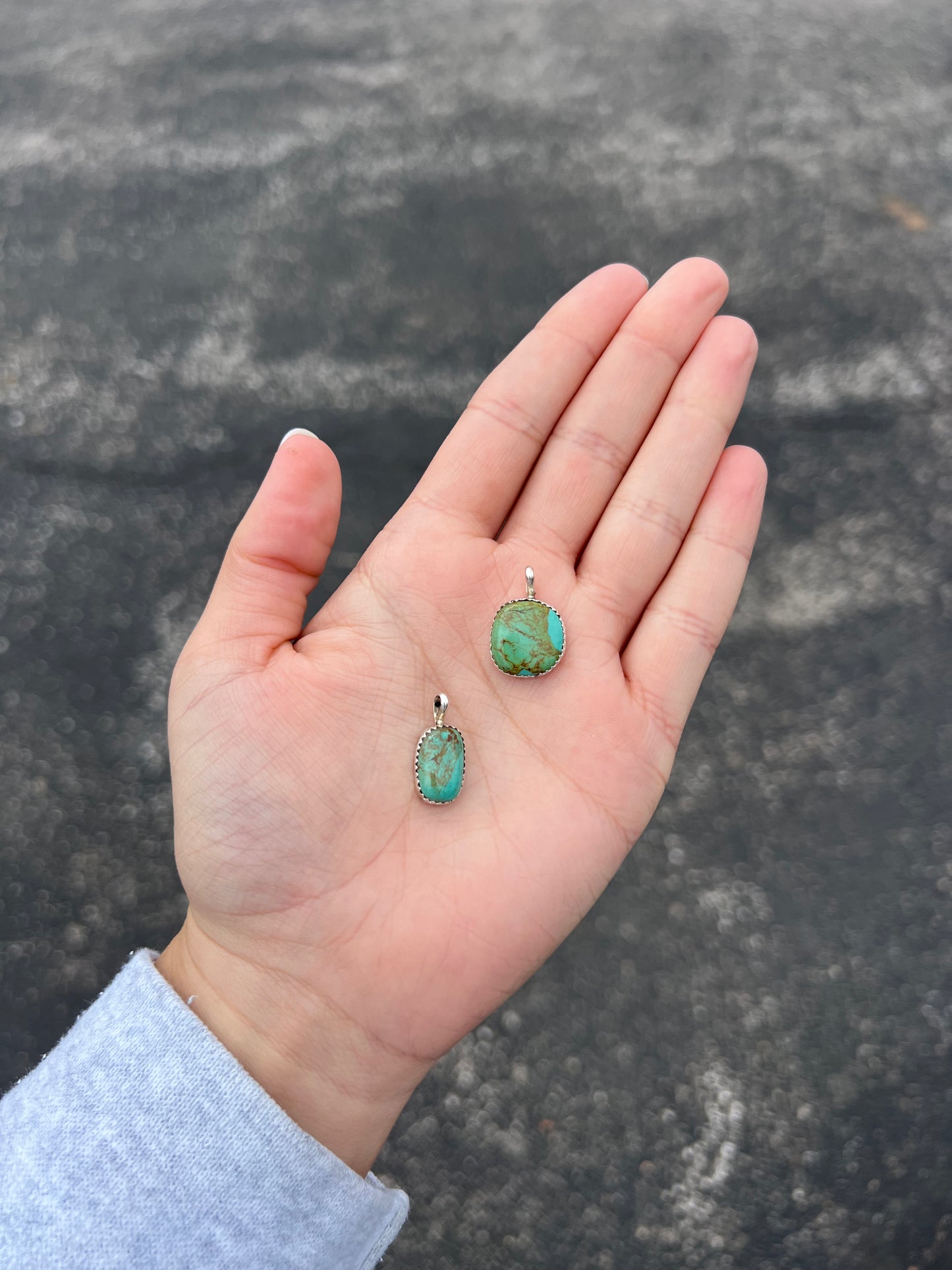Genuine Turquoise Oval Sterling Silver Pendant