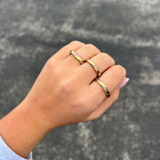 Copper, Brass, & Nickel Twisted Ring