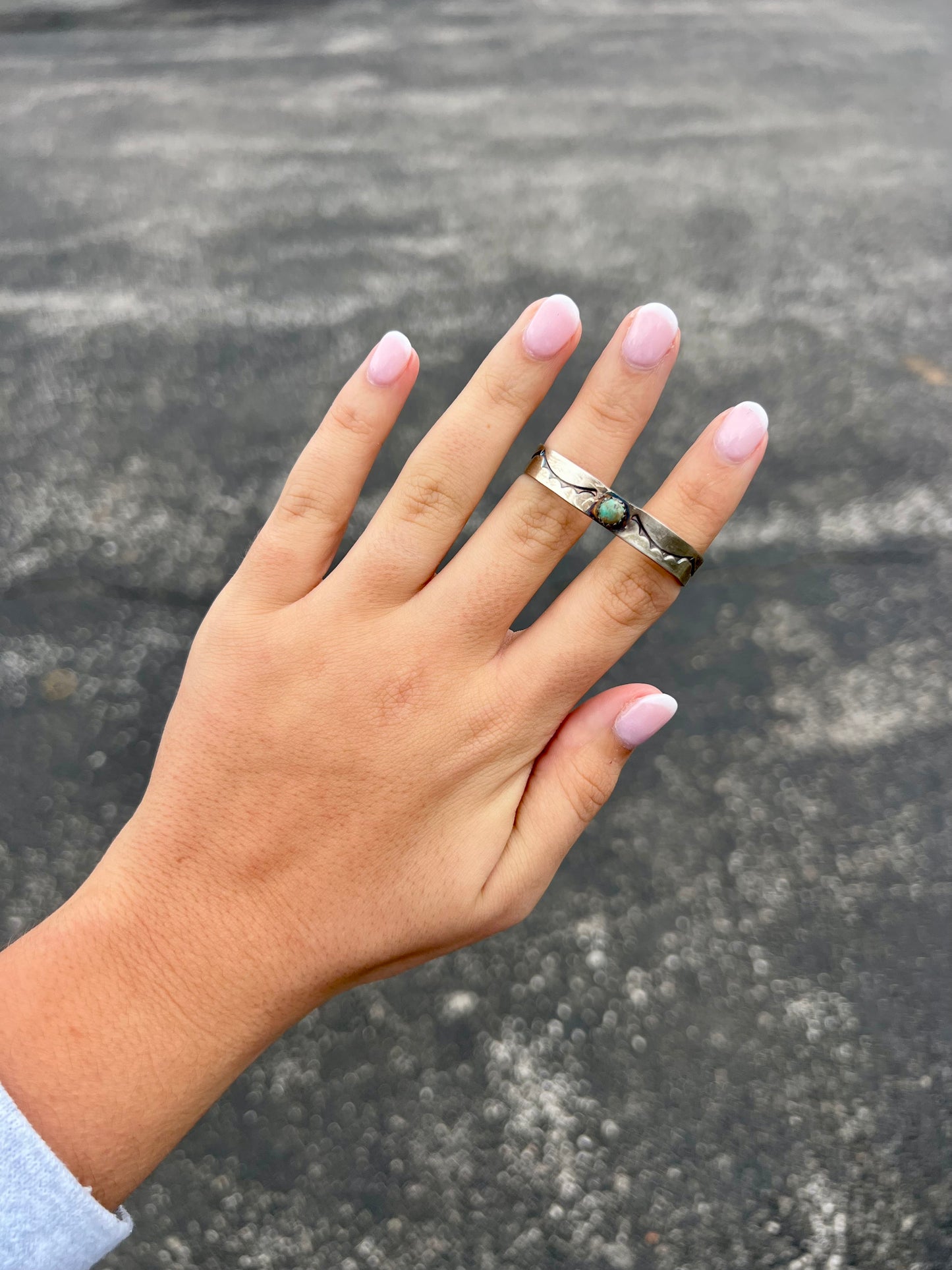 Baby Bracelet Genuine Green Turquoise Sterling Silver Cuff