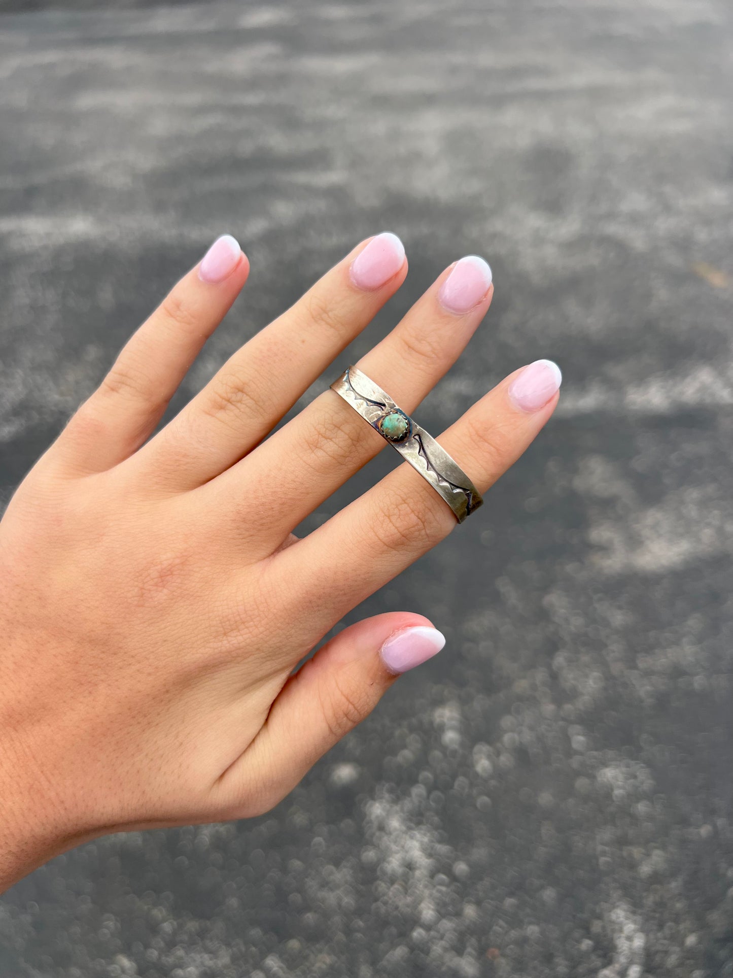 Baby Bracelet Genuine Green Turquoise Sterling Silver Cuff