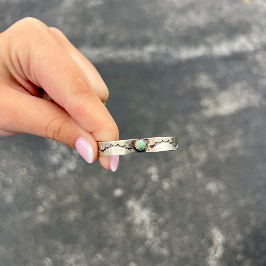 Baby Bracelet Genuine Green Turquoise Sterling Silver Cuff