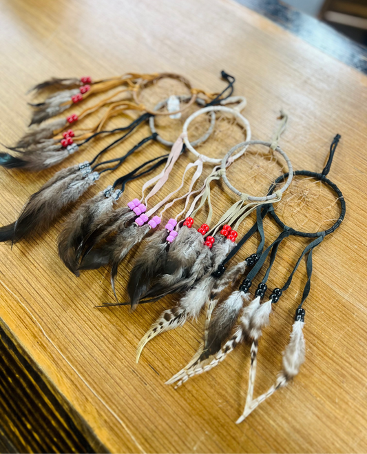 Navajo crafted 3" Leather Dream Catcher