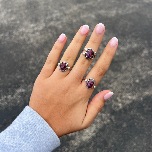 Genuine Purple Spiny Oyster Sterling Silver Ring