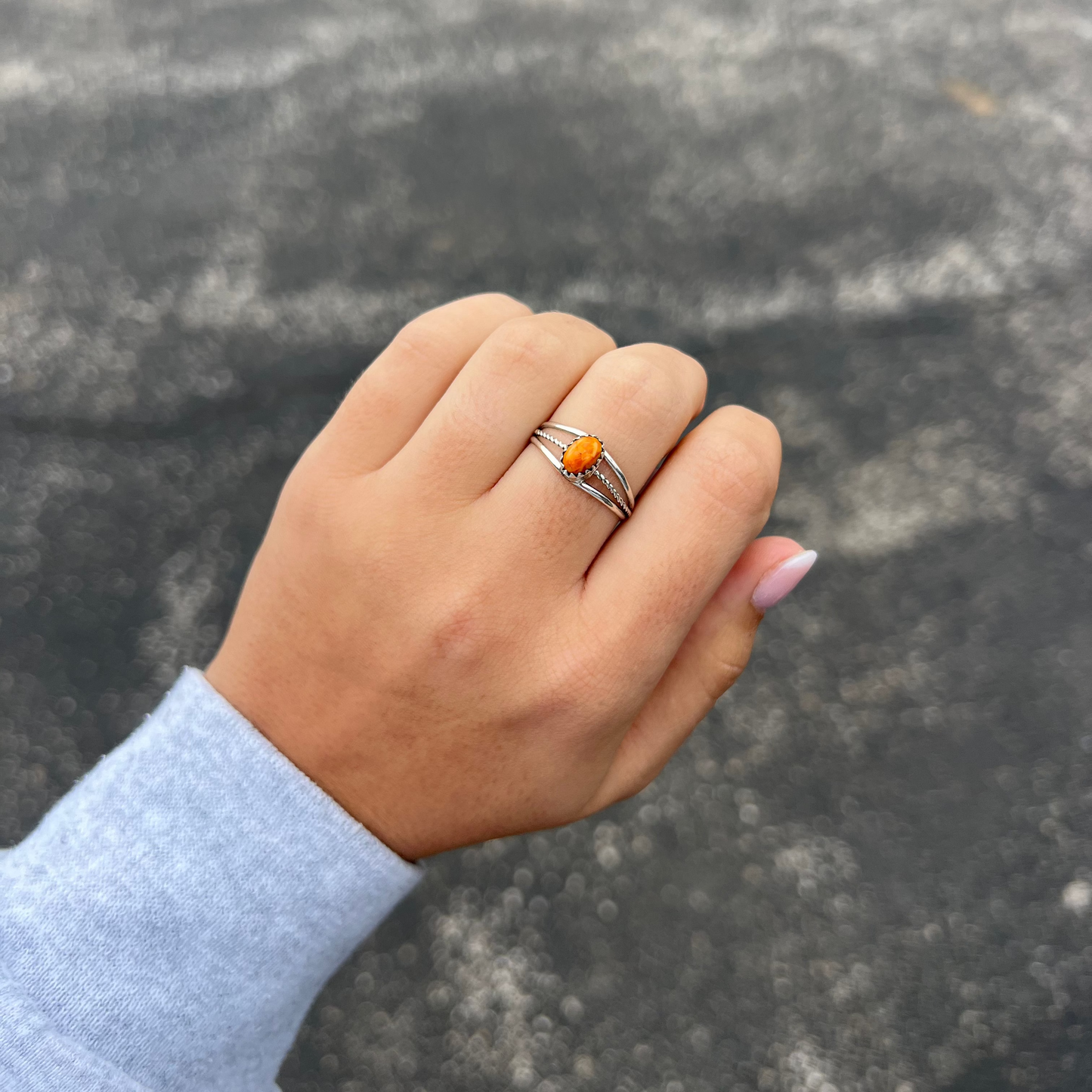 Lil Oval Orange Spiny Oyster Ring