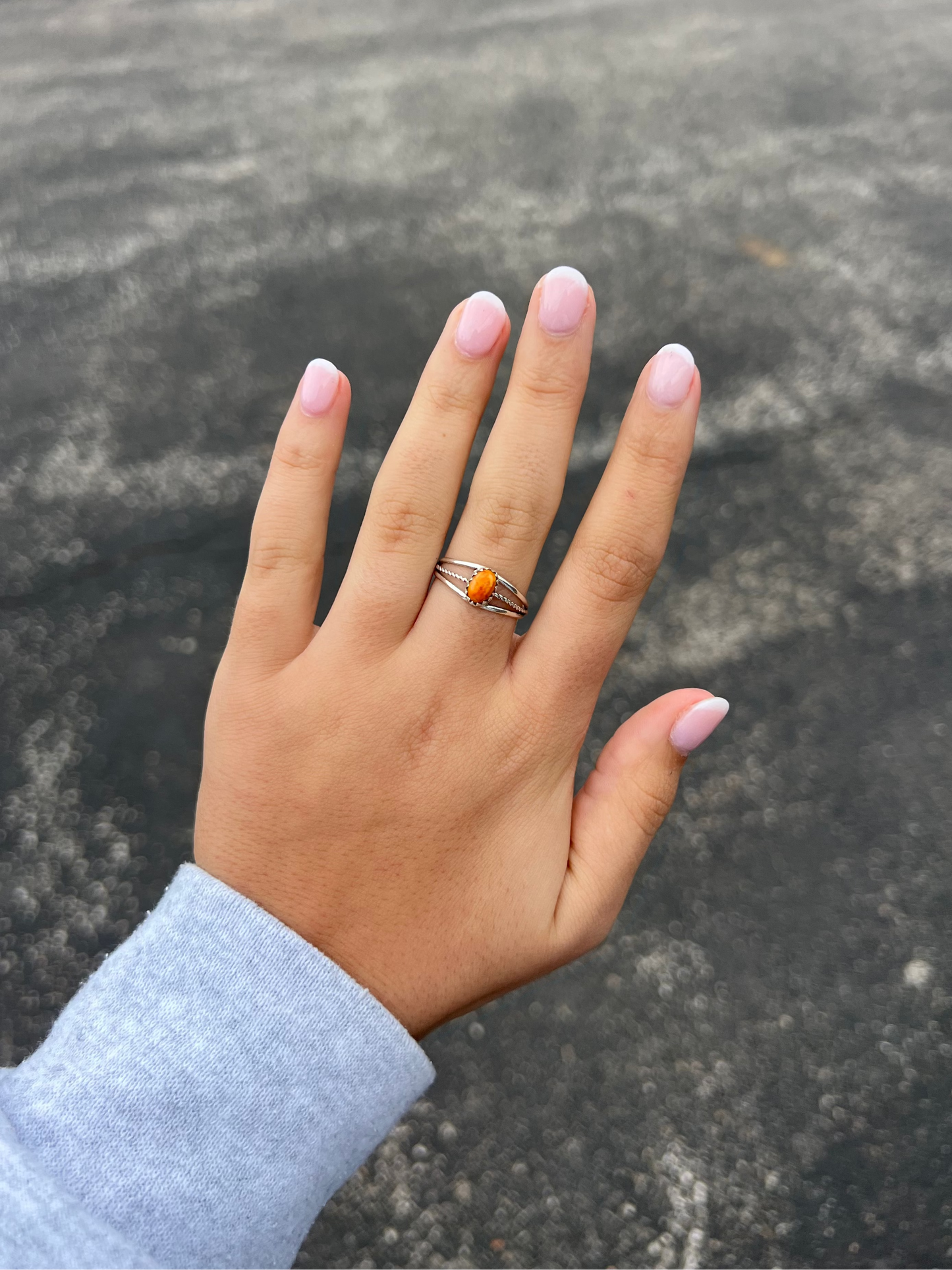 Lil Oval Orange Spiny Oyster Ring