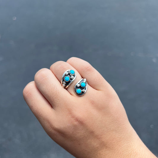 Genuine Turquoise 4 Stone Wrap Ring