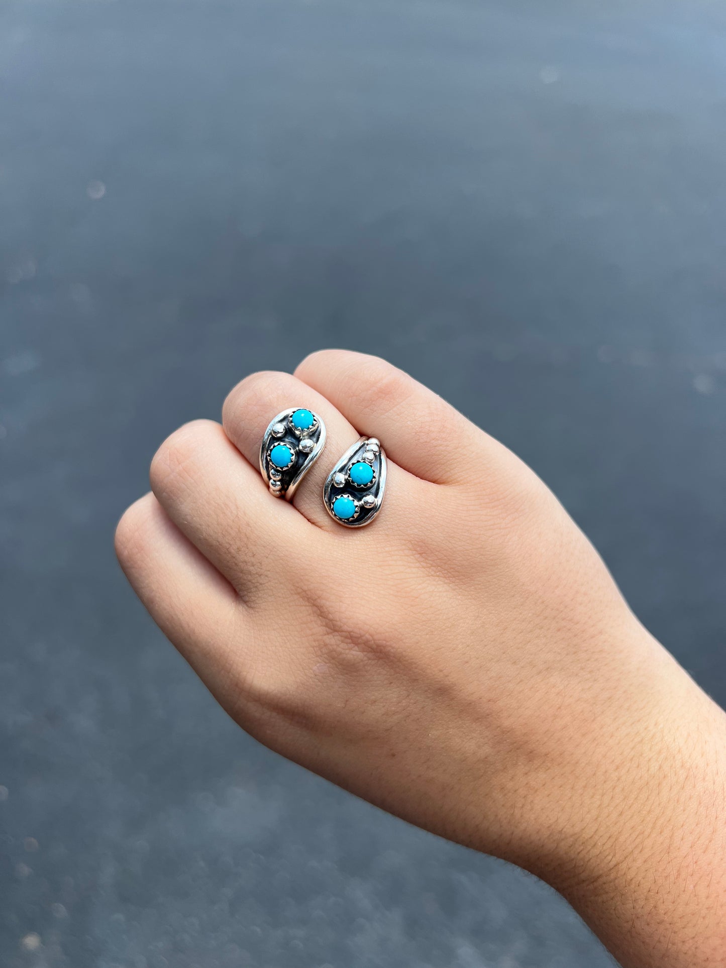 Genuine Turquoise 4 Stone Wrap Ring