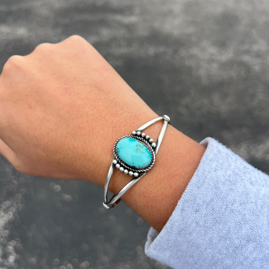 The Rayna Genuine Turquoise Sterling Silver Cuff Bracelet