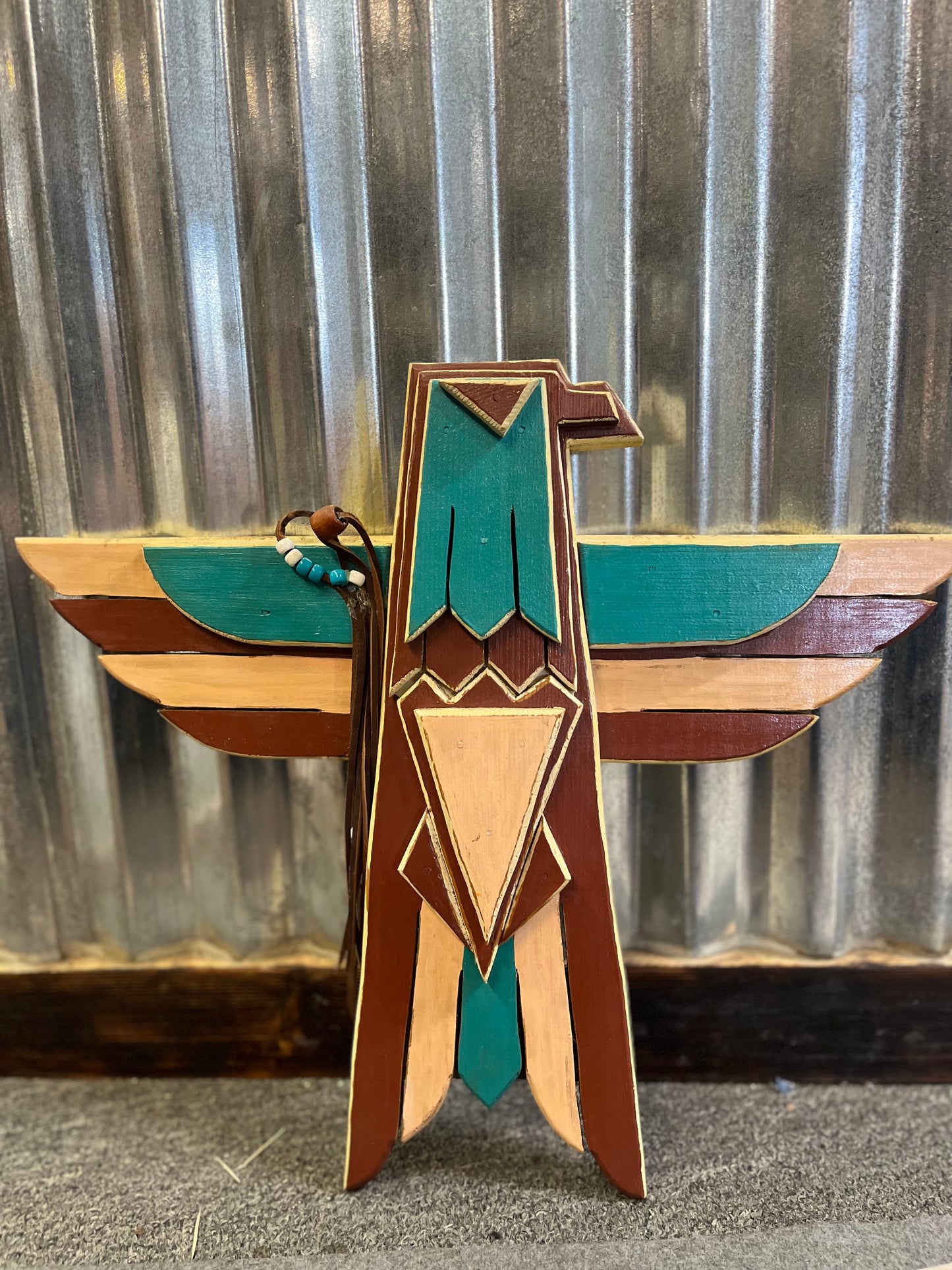 Handmade Native American Thunderbird Wooden Hanger