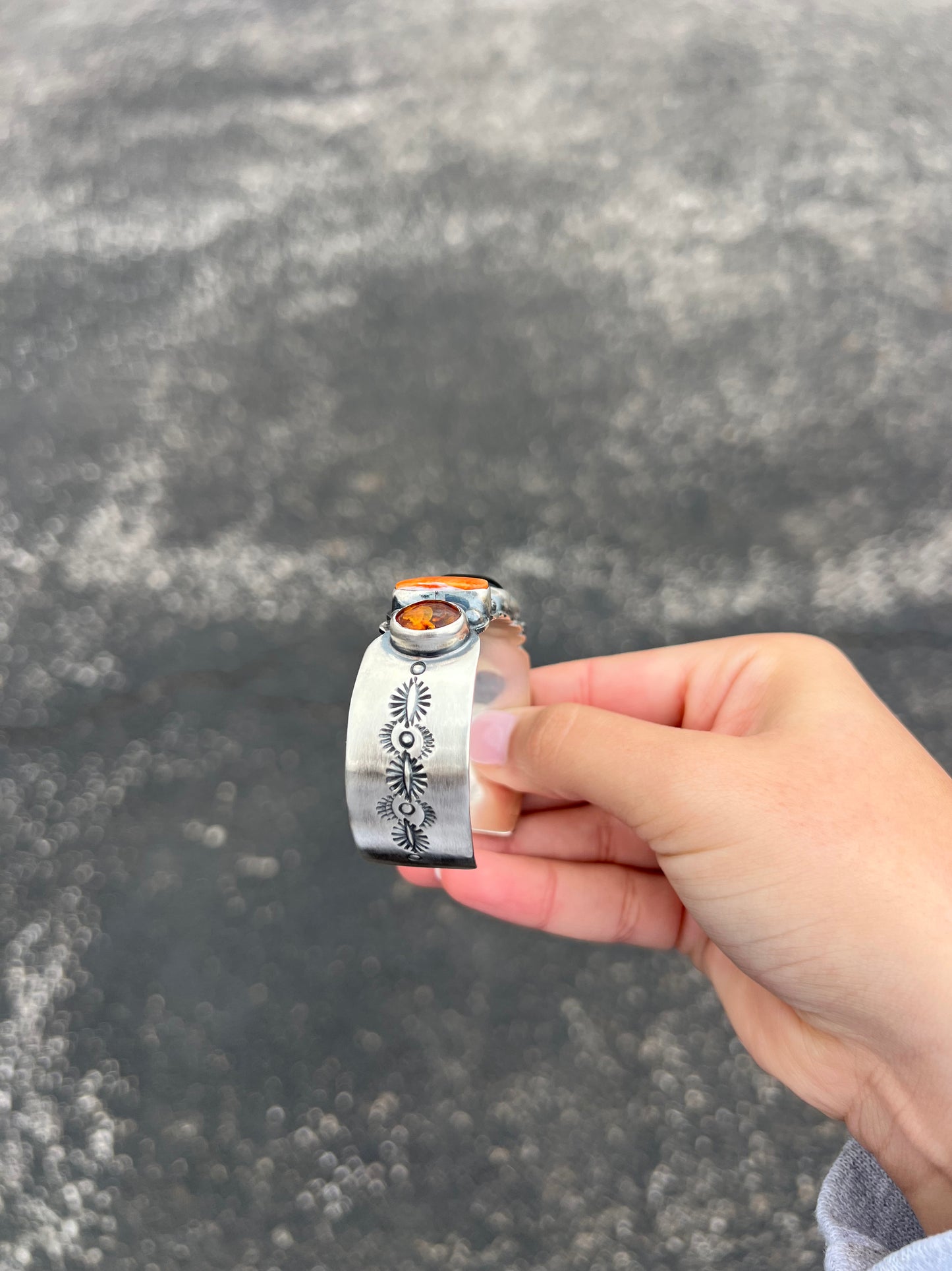 The Blaze Multi Color 5 Stone Sterling Silver Cuff Bracelet