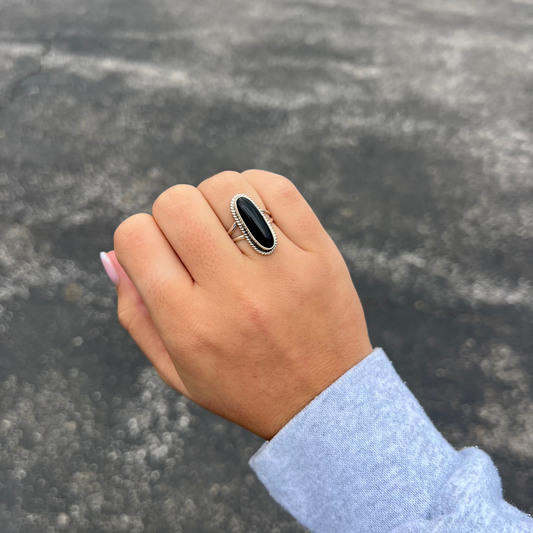 The Bria Black Onyx Oval Sterling Silver Ring