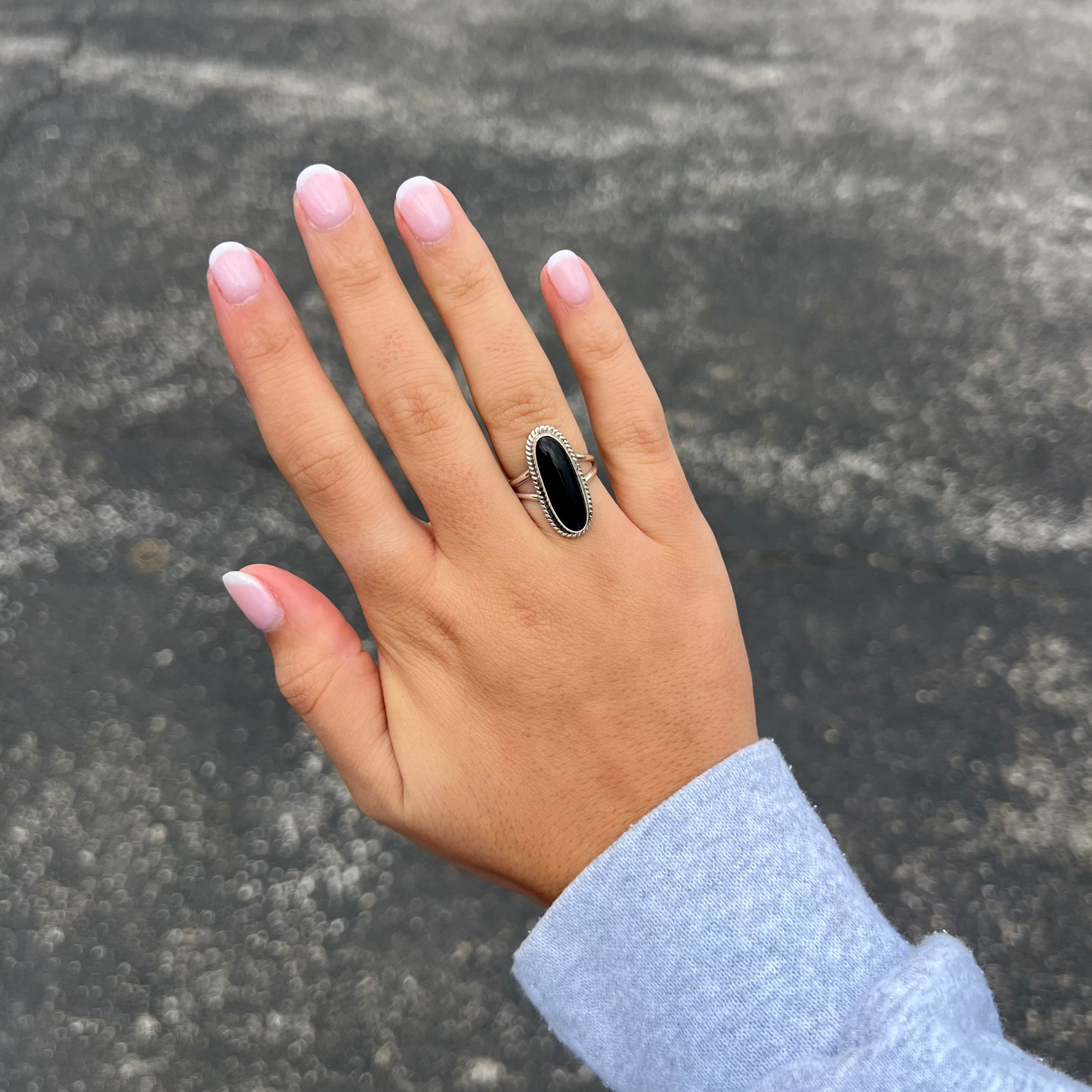 The Bria Black Onyx Oval Sterling Silver Ring