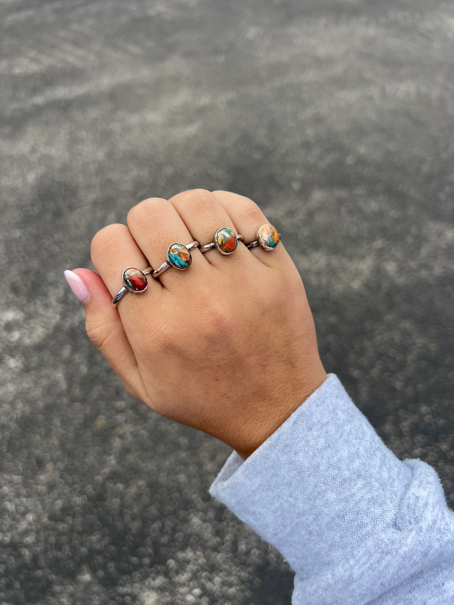 Spiny Oyster, Turquoise, & Bronze Sterling Silver Ring