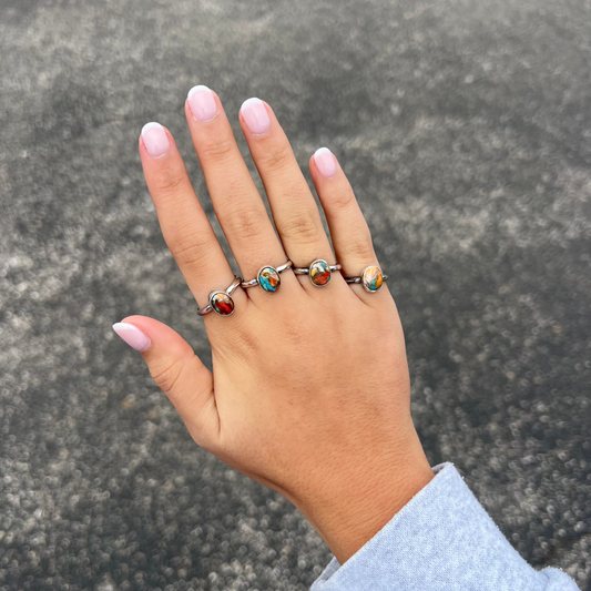 Spiny Oyster, Turquoise, & Bronze Sterling Silver Ring