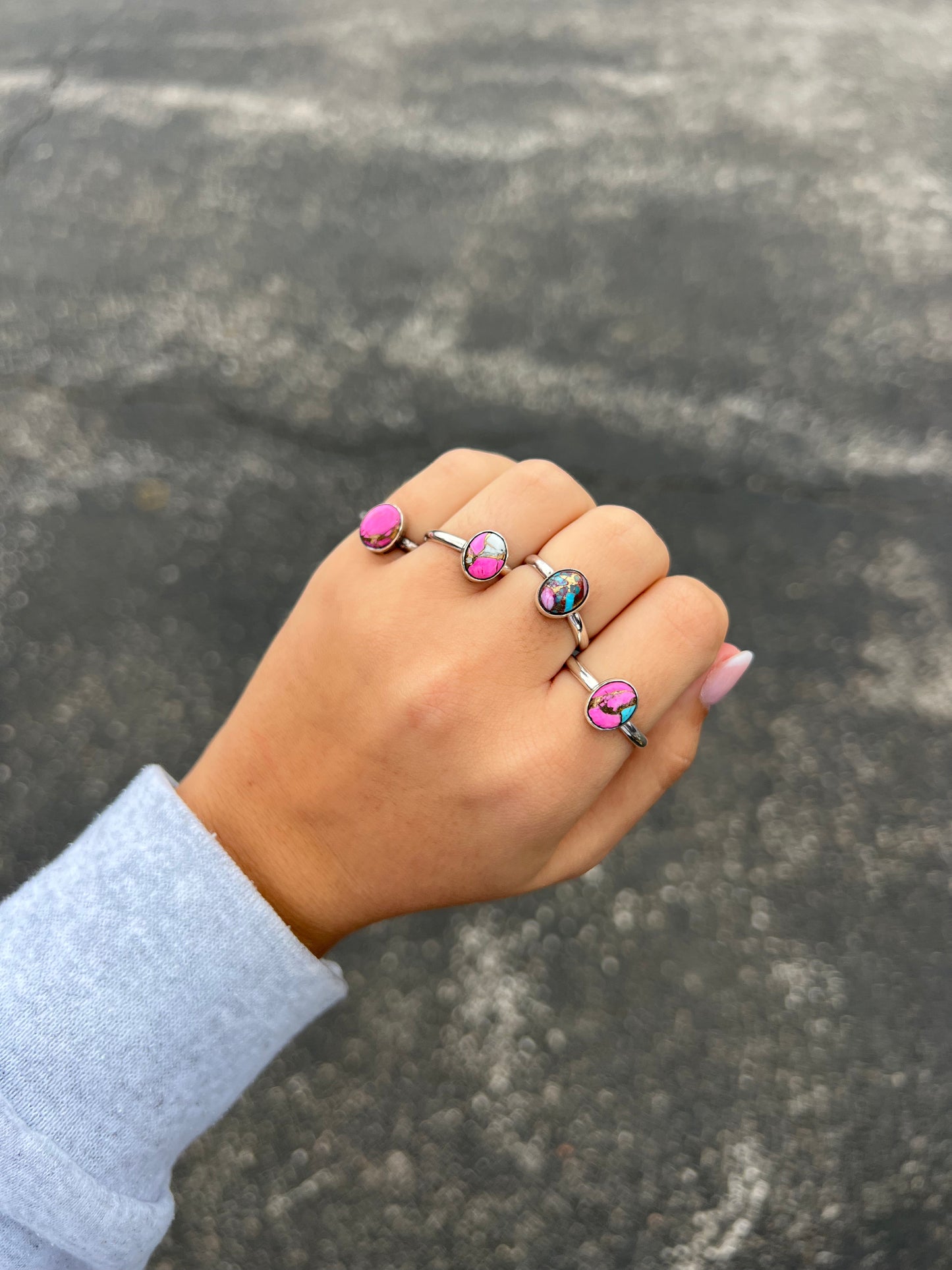 Cotton Candy Pink Dahlia Sterling Silver Ring