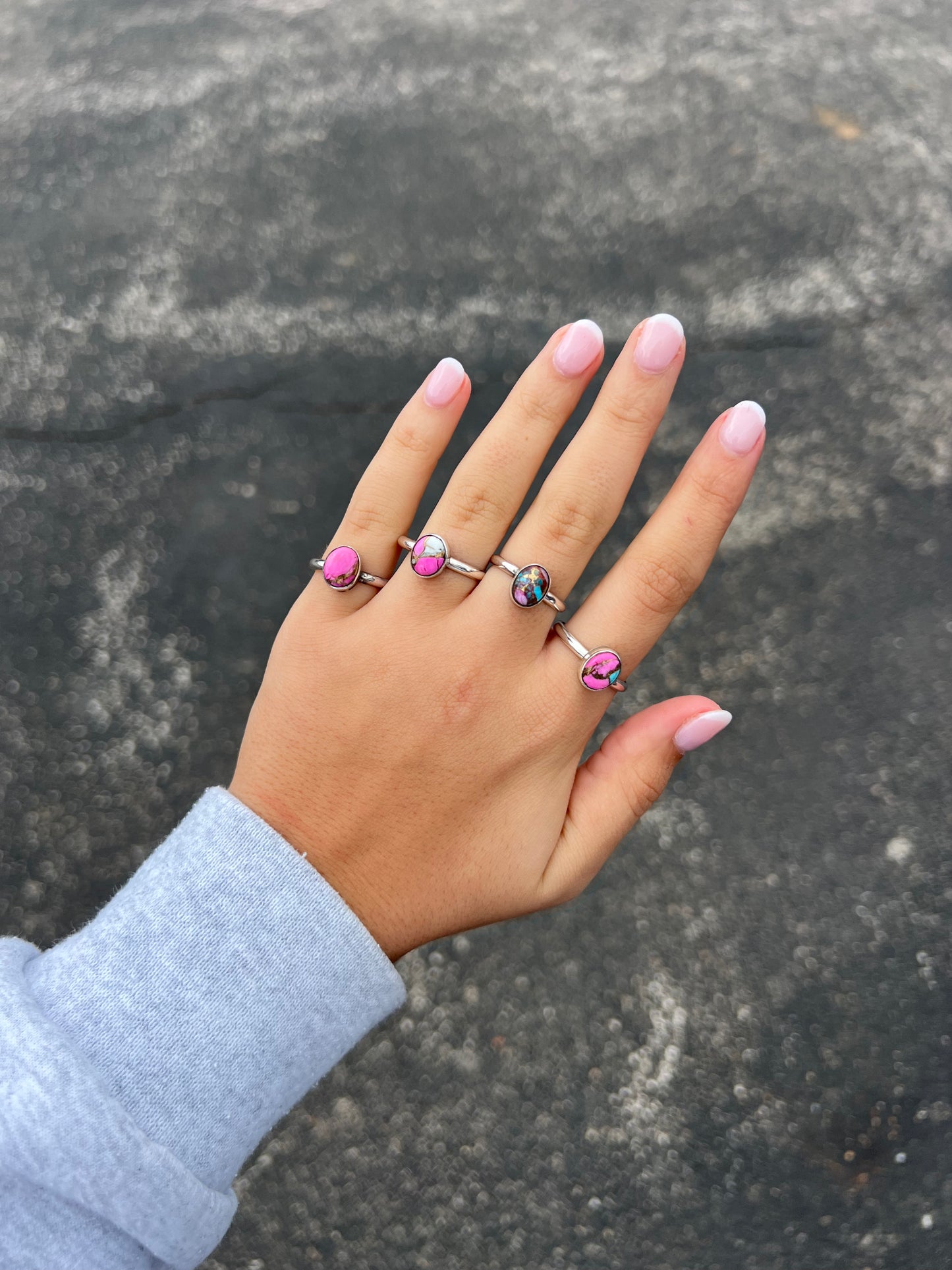 Cotton Candy Pink Dahlia Sterling Silver Ring