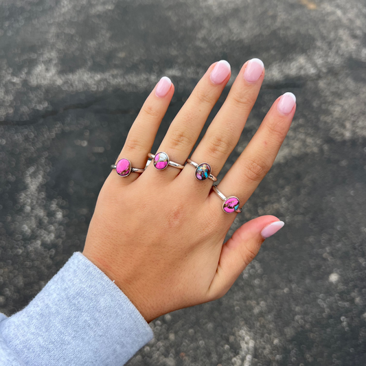 Cotton Candy Pink Dahlia Sterling Silver Ring