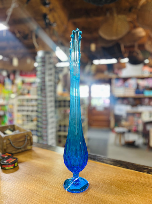 Vintage Fenton Blue Pedestal Vase