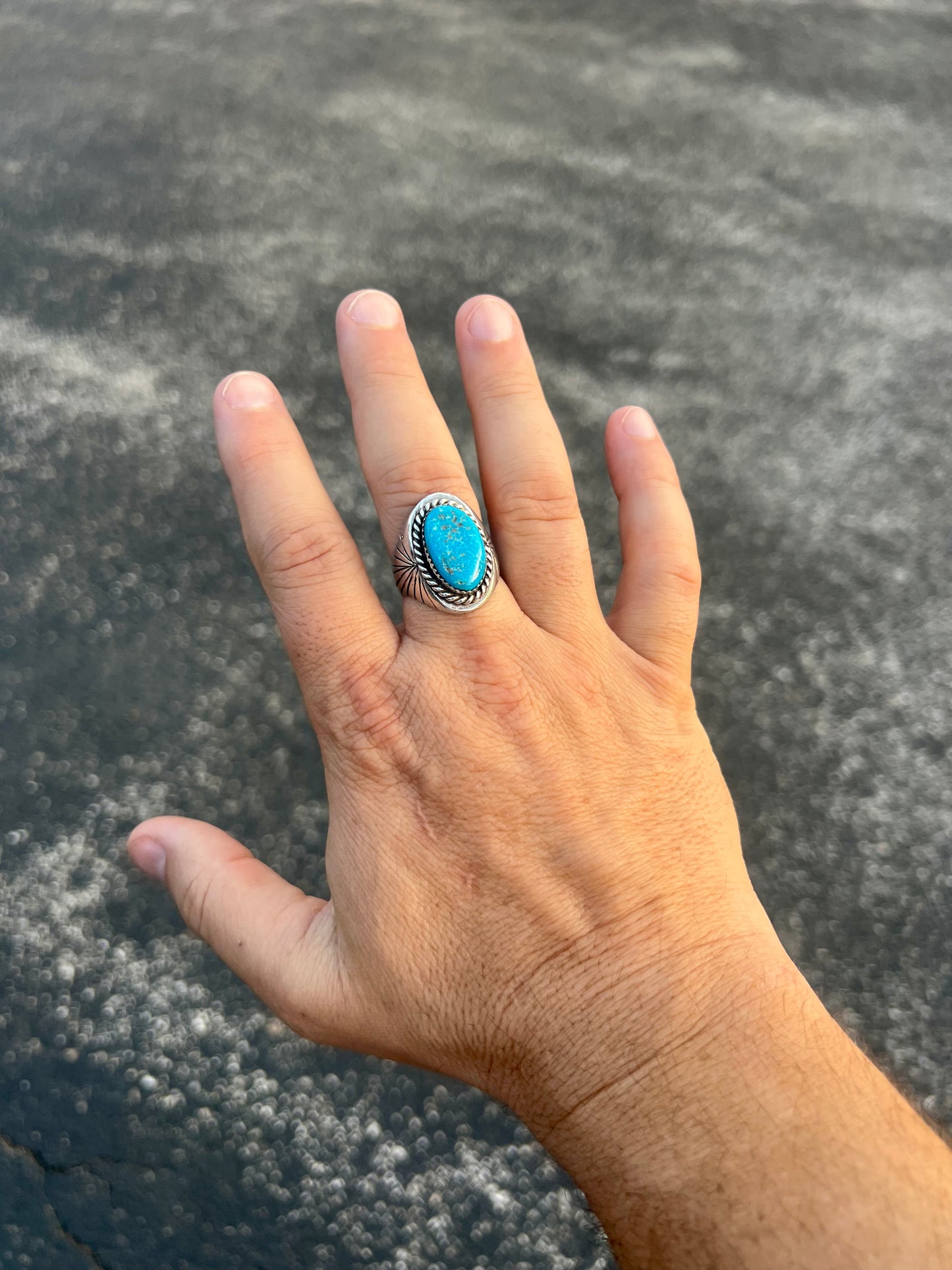 The Tucker Genuine Turquoise Sterling Silver Mens Ring