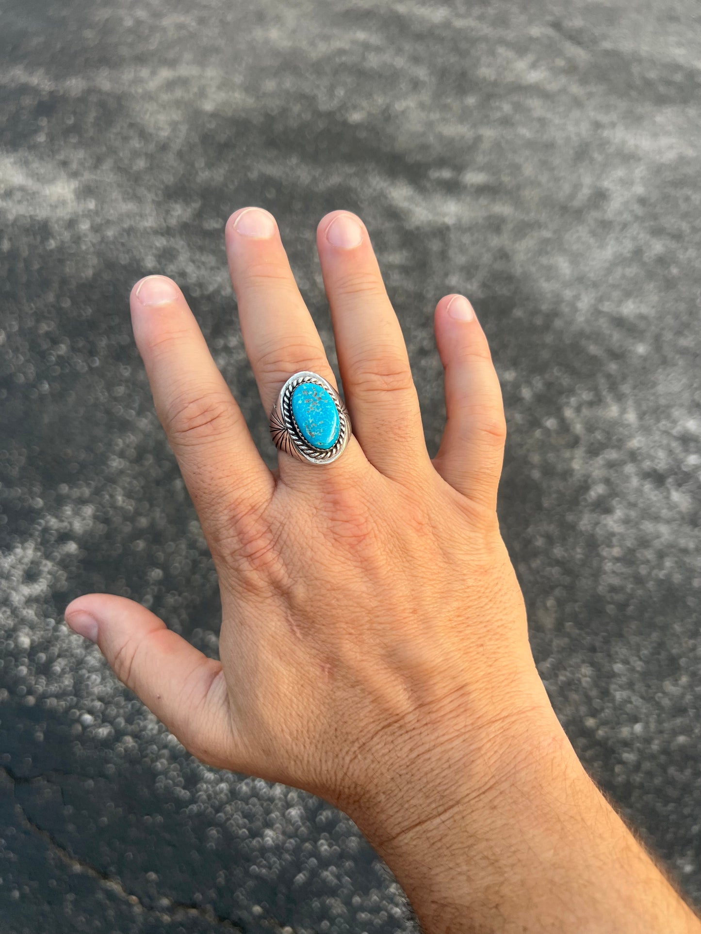 The Tucker Genuine Turquoise Sterling Silver Mens Ring