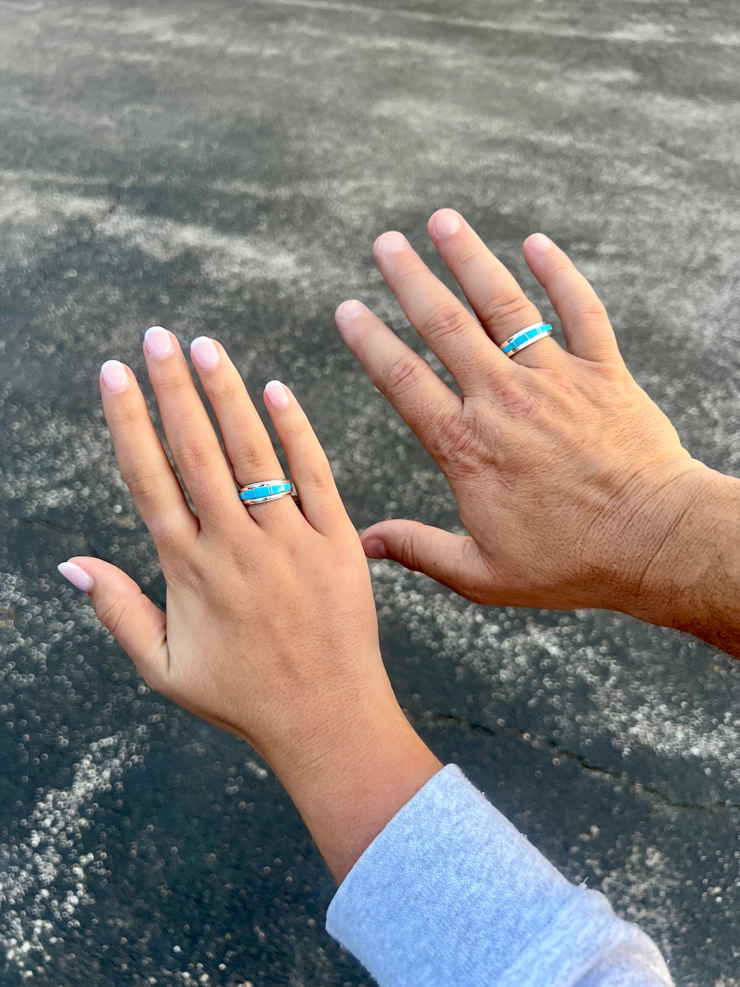 Genuine Turquoise Sterling Silver Divider Band Ring - Mens