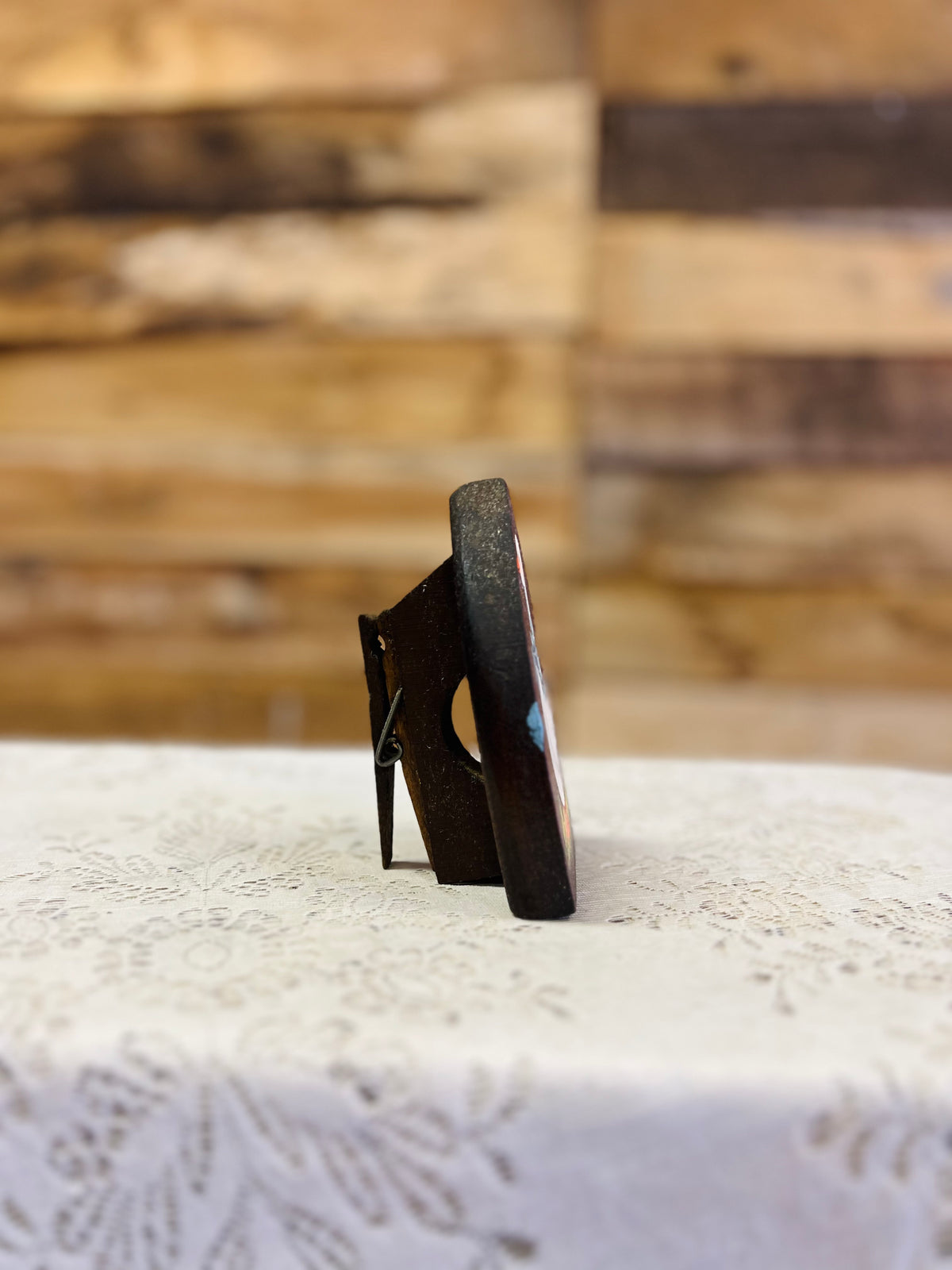 Vintage Wooden Iron Note Holder Goose Painting