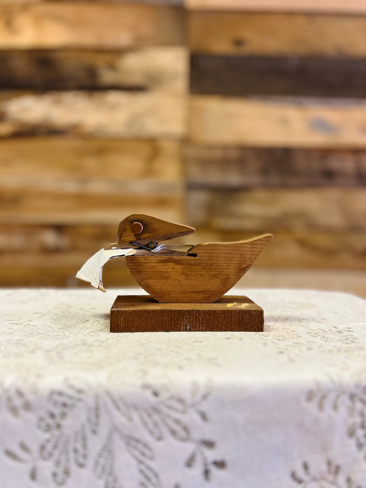 Vintage Wooden Duck Recipe Card Holder