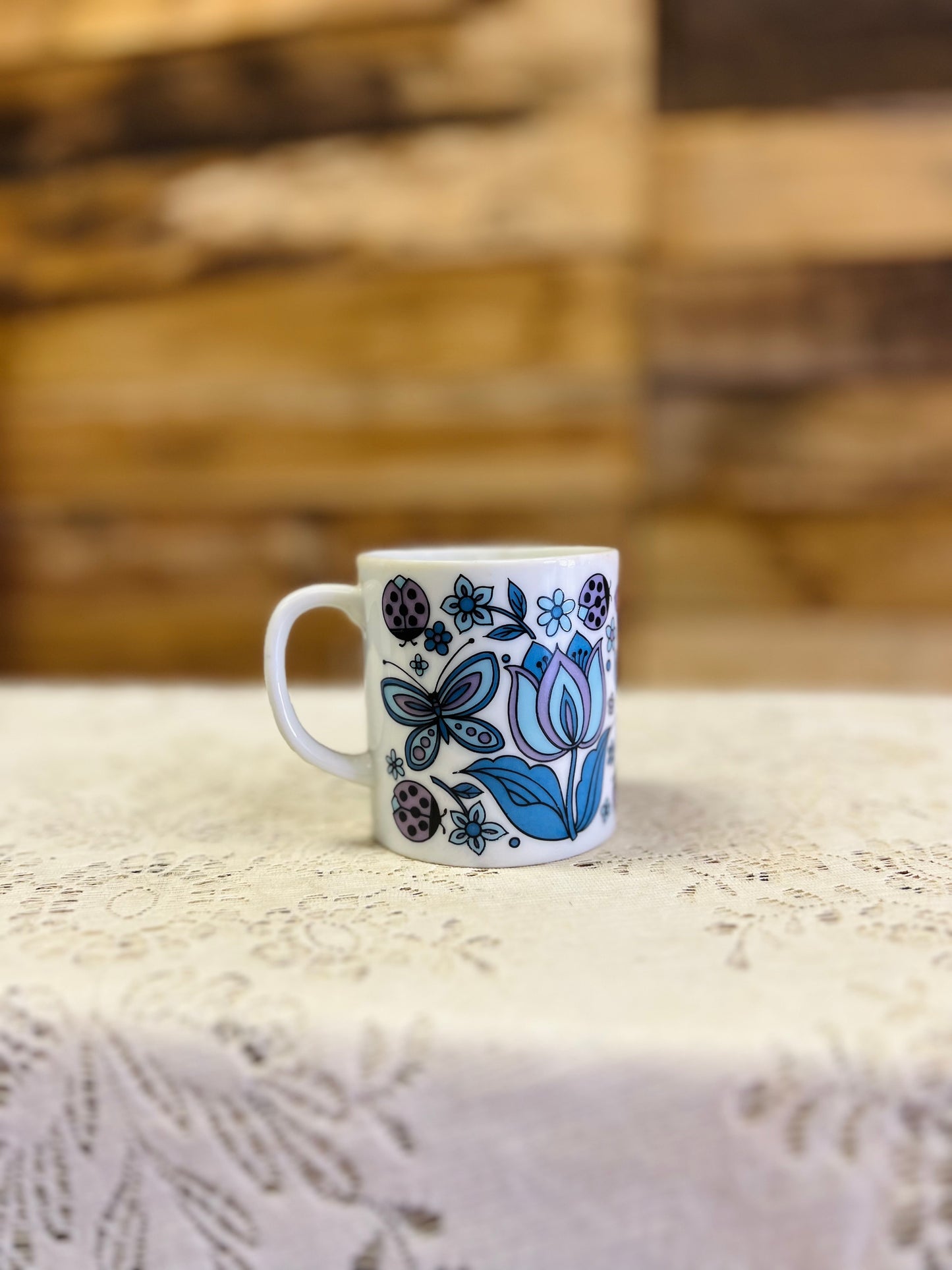 Vintage Butterfly, Flower, Ladybug Mug