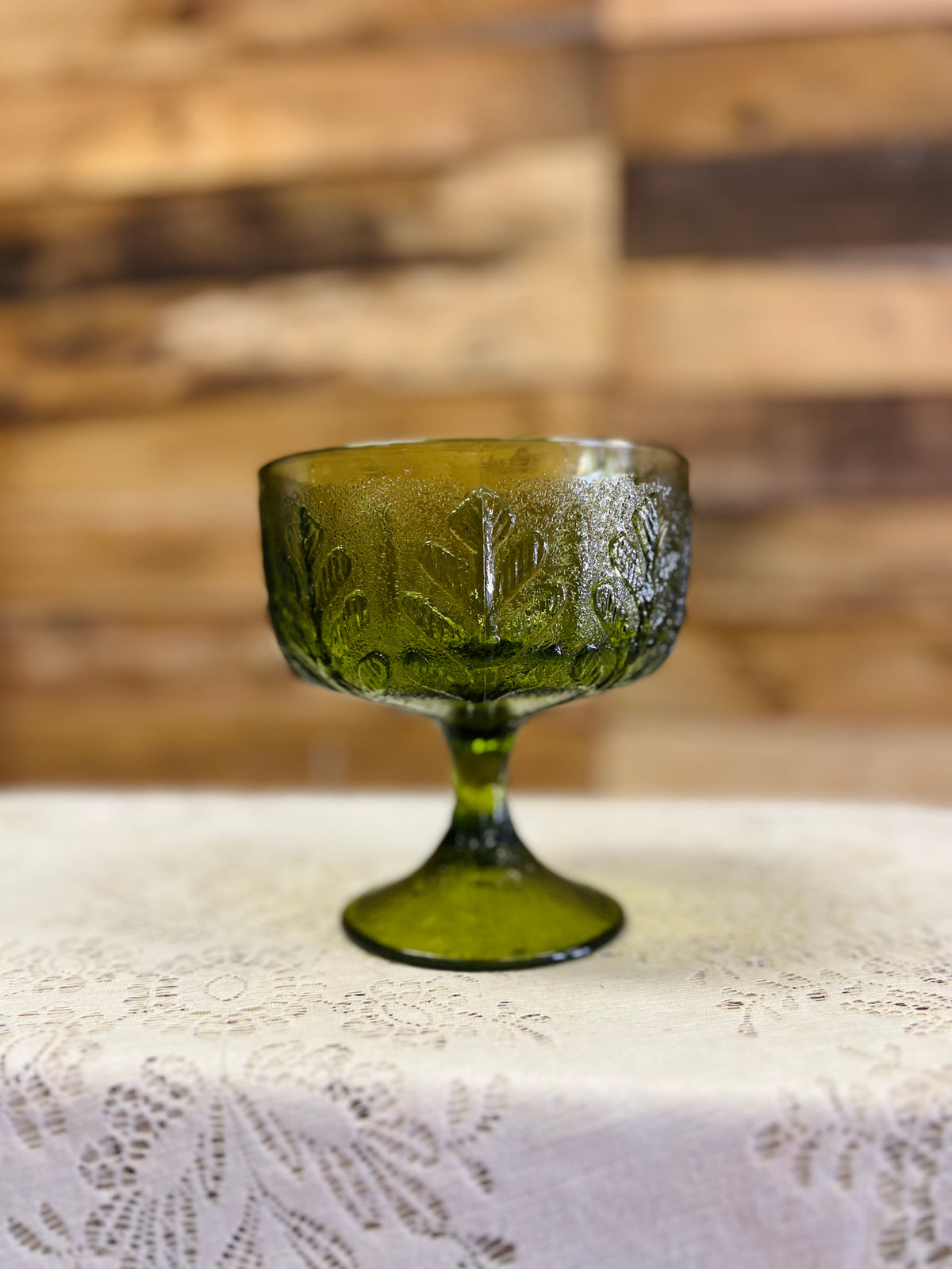 Vintage FTD Green Pedestal Compote Dish