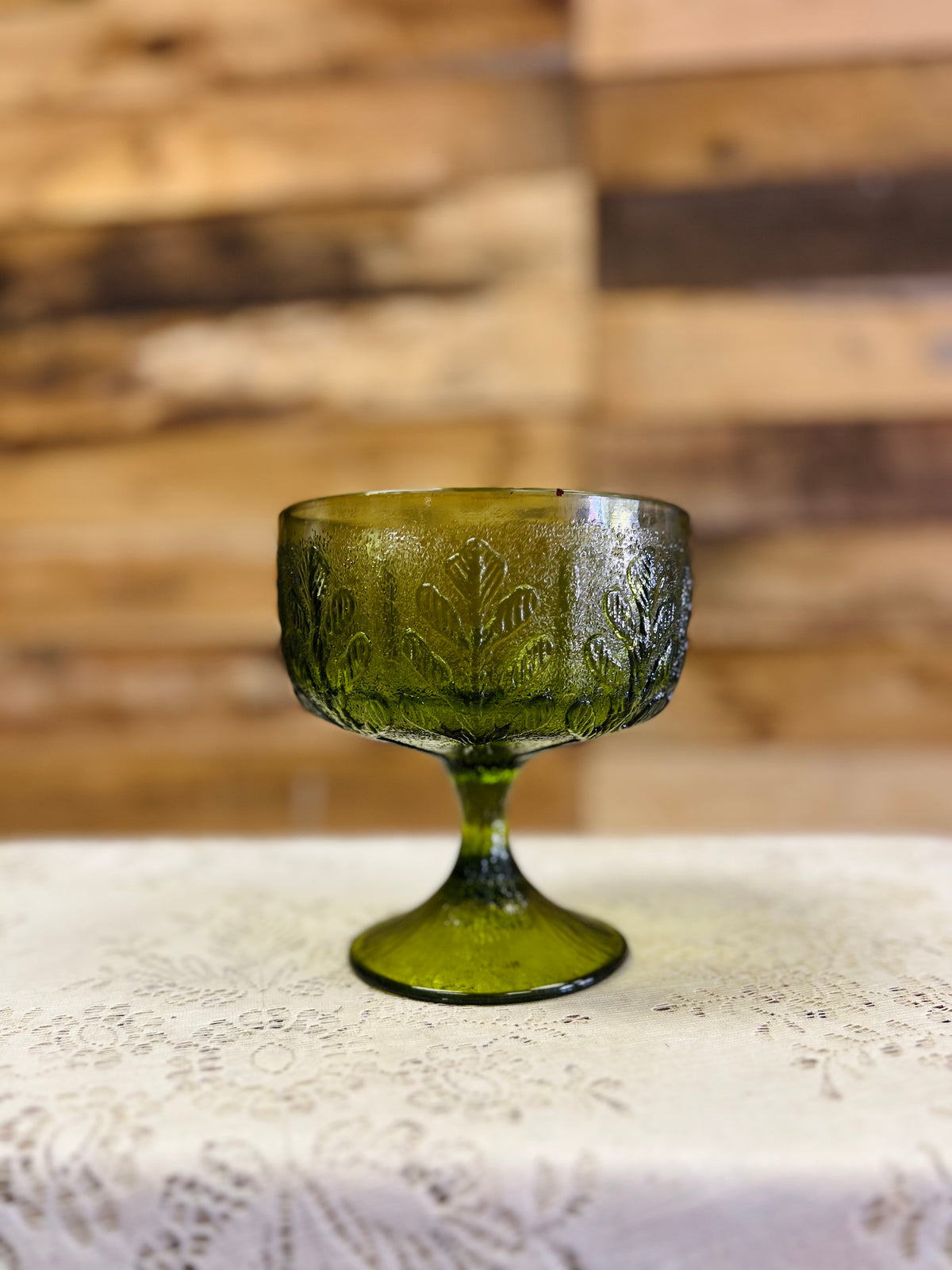 Vintage FTD Green Pedestal Compote Dish